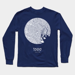 Tokyo, Japan City Map - Full Moon Long Sleeve T-Shirt